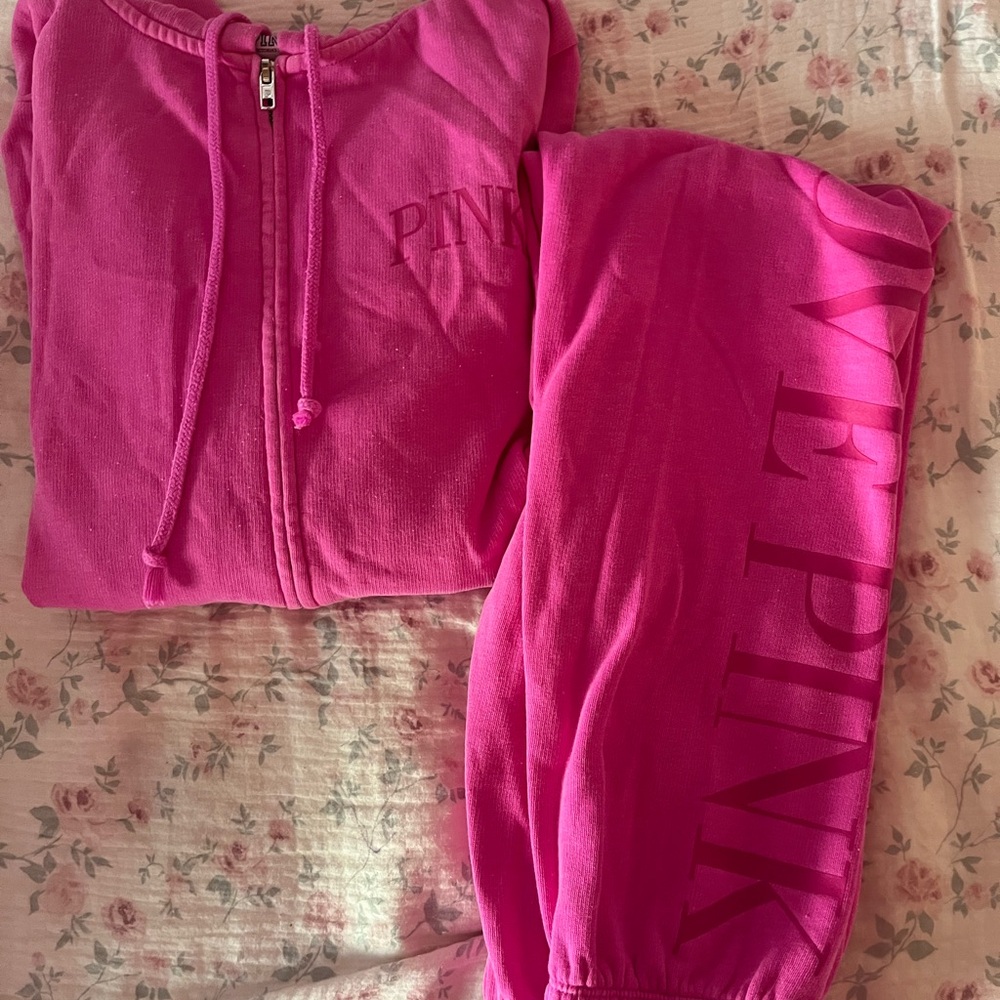 Pink Hoodie and Sweatpants Set